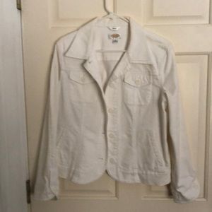 Talbots stretch white jean jacket. Size medium